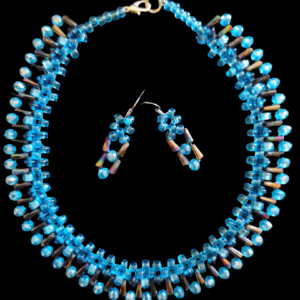 Aqua blue and grey handmade jewellery set